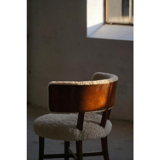 Vintage Danish Low Back Chair in Lambswool, 1940s For Sale - Image 4 of 18