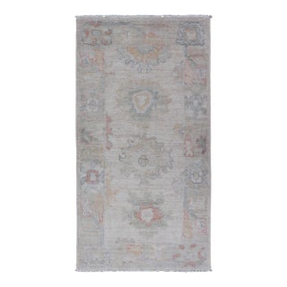 Afghanistan Oushak Rug With Soft Gray Field and Faded Floral Motifs 2'1" X 4'7" For Sale