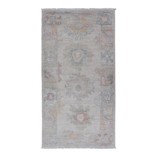 Afghanistan Oushak Rug With Soft Gray Field and Faded Floral Motifs 2'1" X 4'7" For Sale