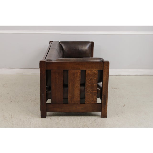Wood Stickley Mission Oak Settee Sofa For Sale - Image 7 of 18