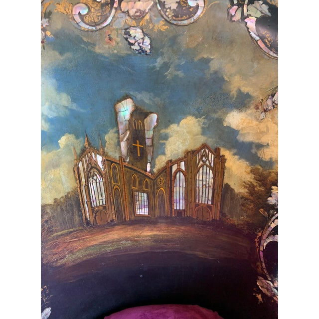 Mid 19th Century Exceptional 19th Century English Victorian Papier-Mâché Gothic Revival Black Lacquer Arm Chair For Sale - Image 5 of 17
