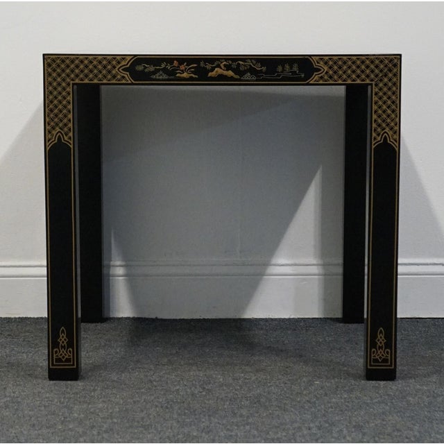 Black Drexel Furniture Bookmatched Walnut Asian Chinoiserie 26" Square Accent End Table For Sale - Image 8 of 11