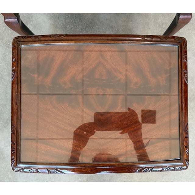 Early 20th Century Set of Three Mahogany Nesting tables with Glass Top For Sale - Image 13 of 18