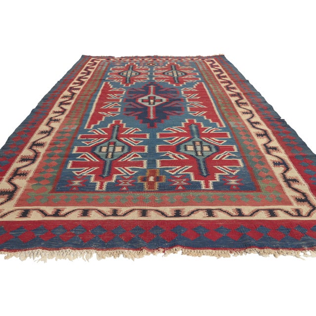 Tribal Vintage Persian Shiraz Kilim Rug, 05'07 X 08'07 For Sale - Image 3 of 10