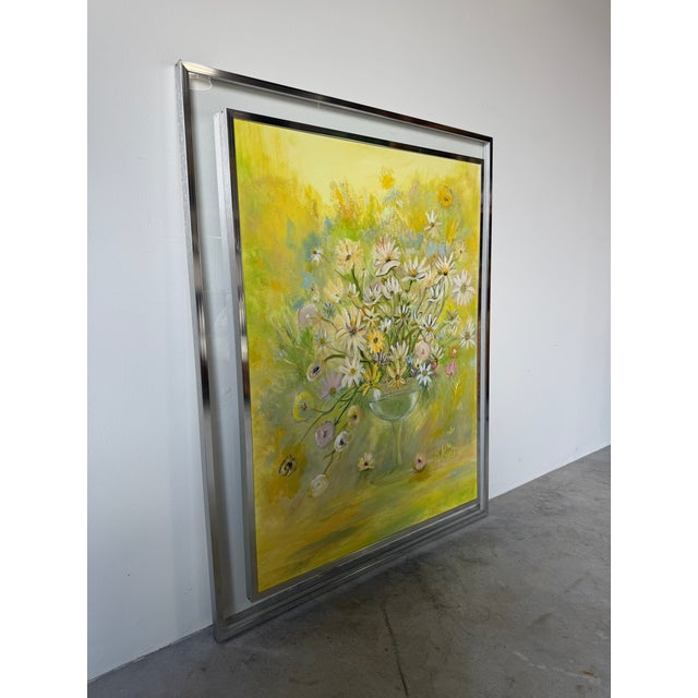 Impressionist 1970s Vintage Floral Still Life Oil Painting on Canvas – Framed For Sale - Image 3 of 10