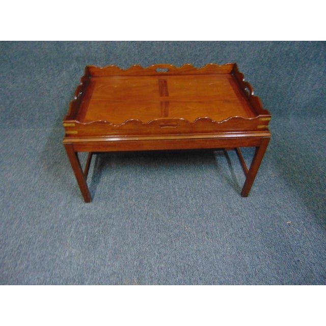 Campaign English Chippendale Campaign Style Tray Top Coffee Table For Sale - Image 3 of 7