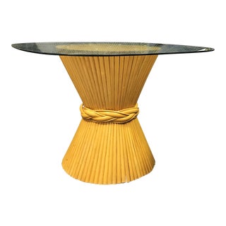 1970s McGuire Natural Bamboo Sheaf of Wheat Dining Table For Sale