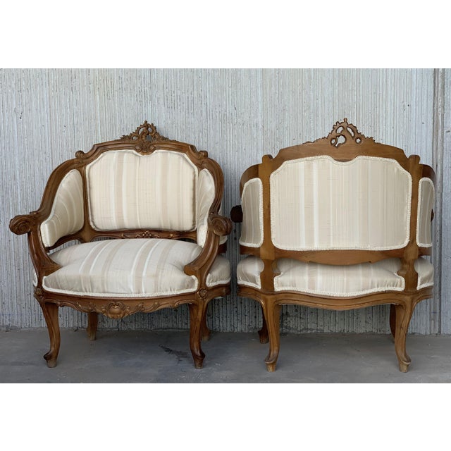 Italian Rococó Louis XV Fauteuils or Slipper Chairs - a Pair For Sale - Image 4 of 12