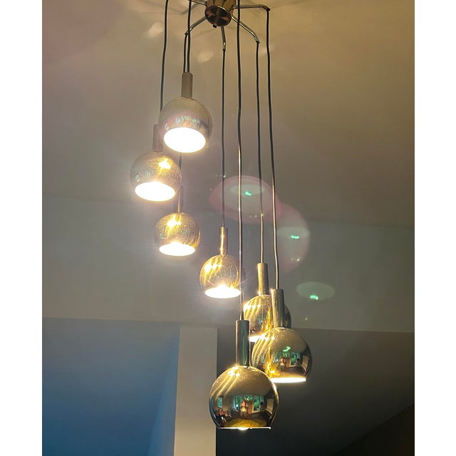 Space Age Pendant Light in Brass from Staff Leuchten, 1970s For Sale - Image 6 of 17