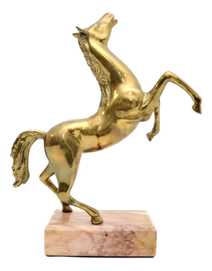 Italian Artist, Horse Sculpture, 1970, Bronze on Marble Pedestal