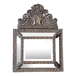 19th Century Burnished Bronze Repousse Wall Mirror For Sale