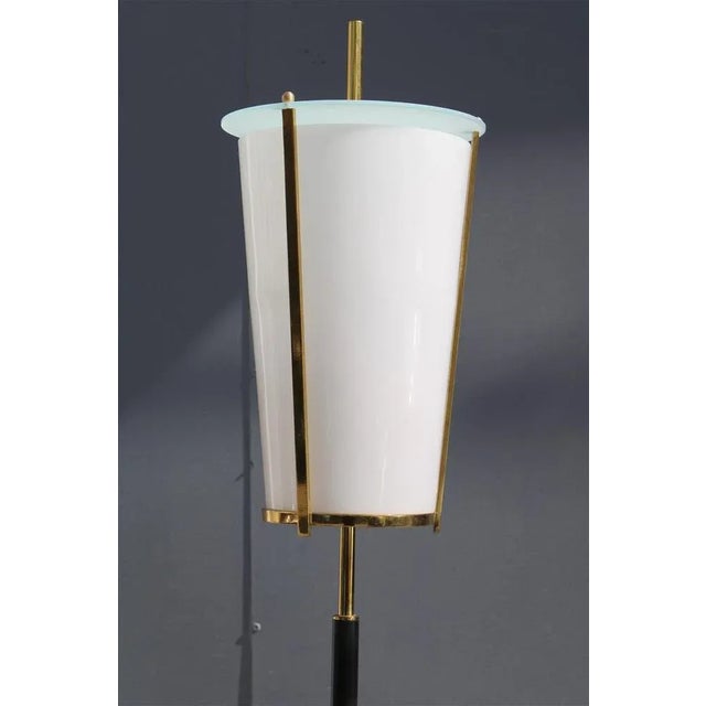 Black Floor Lamp in Brass and Acrylic Glass from Stilnovo, 1950s For Sale - Image 8 of 13