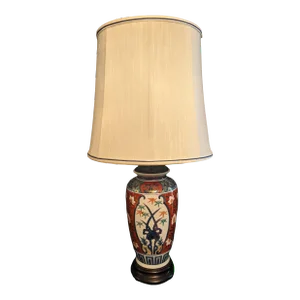 Mid-Century Japanese Hand Painted Large Imari Porcelain Table Lamp