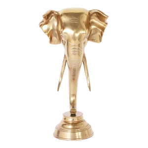 Anglo Indian British Colonial Style Brass Elephant Head on Stand
