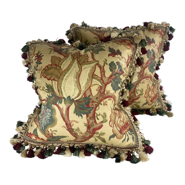 Vintage Tully and Marr Classic English Cotton Print Pillows/a Pair. For Sale