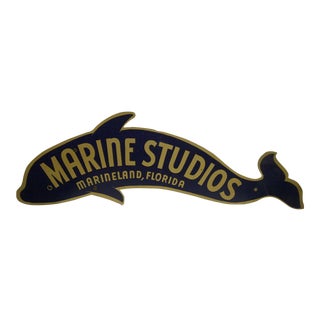 Vintage "Marine Studios" Sign From Marineland Florida Circa 1930 For Sale