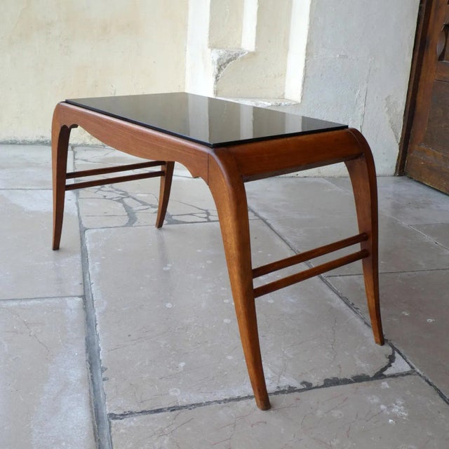 Black Beech and Black Opaline Coffee Table, 1950 For Sale - Image 8 of 9