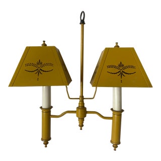 Mid Century Tole Mustard Color Chandelier For Sale