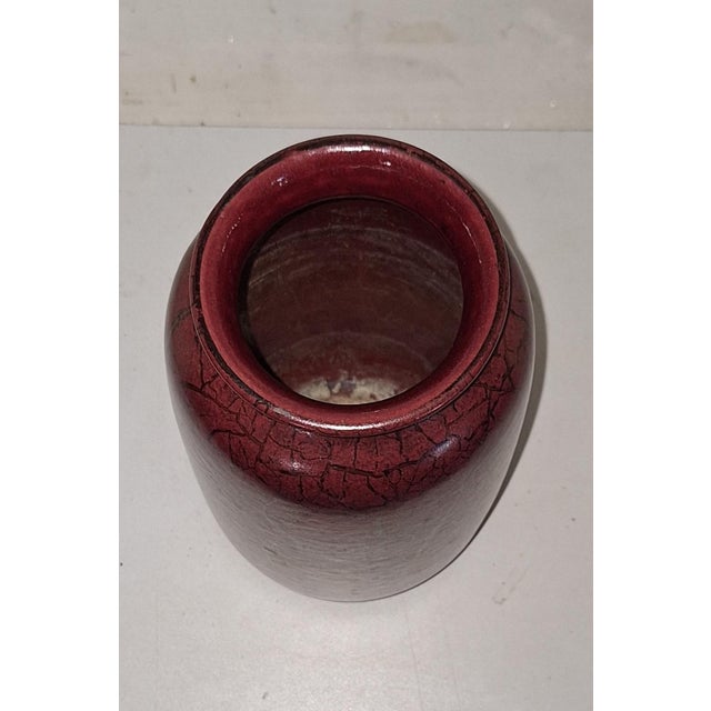 Vintage German Red Marbled Ceramic Vase, 1970s For Sale - Image 3 of 5