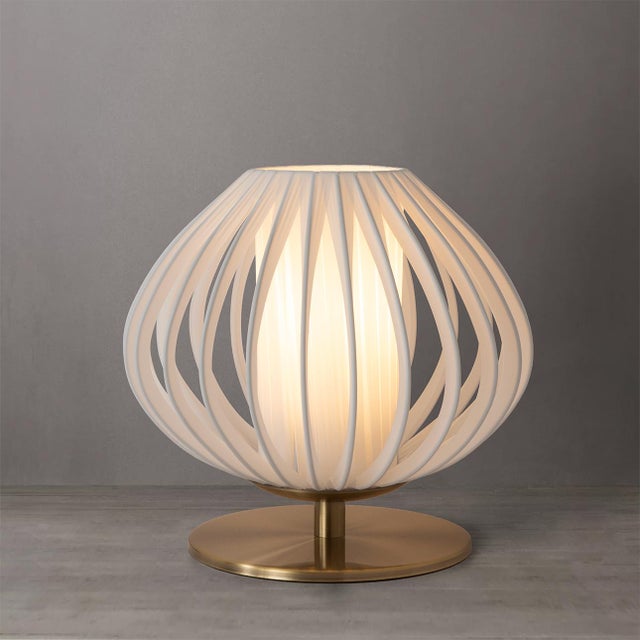 1990s Bloom Accent Table Lamp - Weathered Brass For Sale - Image 4 of 9