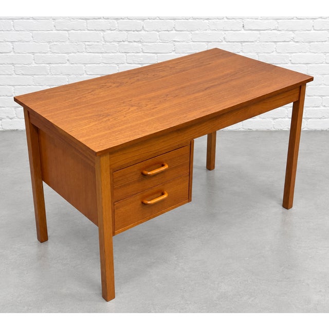 1960s Apartment Sized Mid Century Modern Teak Desk | Compact Danish Writing Desk, C. 1960's For Sale - Image 5 of 16
