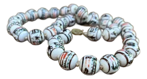 Hand-Painted Chinese Porcelain Bead Necklace