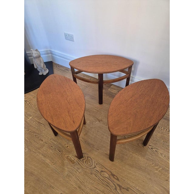 Model 5614 Teak Coffee Table Nest of 3 by Nathan Trinity, 1960s, Set of 4 For Sale - Image 11 of 17