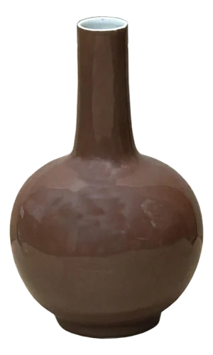 6.5" Chinese Clay Ceramic Coffee Brown Vessel Small Globular Vase