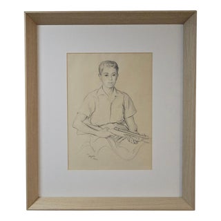 Antoni Tàpies, Self-Portrait, 1954, Pencil Drawing For Sale