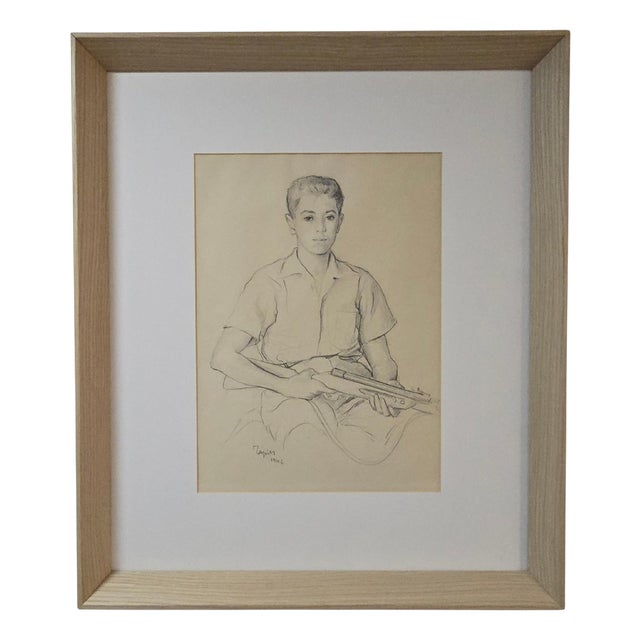 Antoni Tàpies, Self-Portrait, 1954, Pencil Drawing For Sale