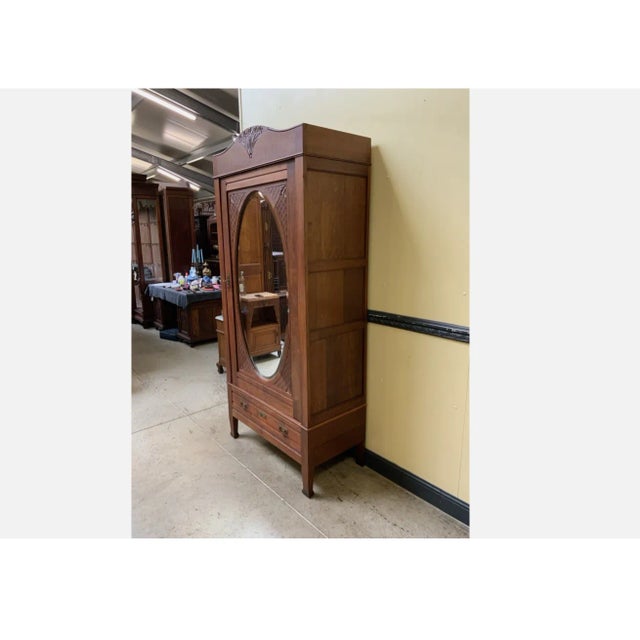 Wood Antique Art Nouveau Linen Wardrobe, 1910 For Sale - Image 7 of 9