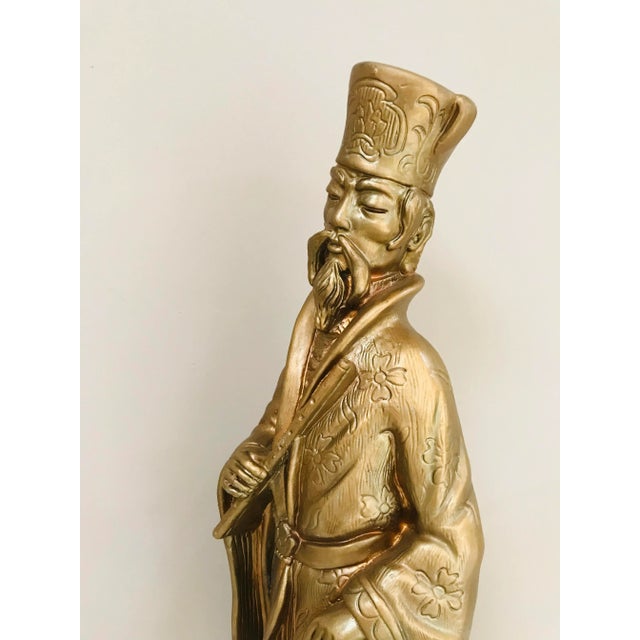 1950s Hollywood Regency Gilded Chinoiserie Statue Wise Man For Sale - Image 5 of 9