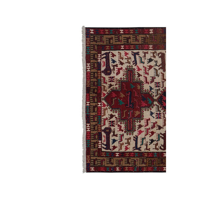 Mid-Century Modern Animal Pattern Soumac Kilim Rug 3'5'' X 4'7'' For Sale - Image 3 of 12