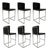 Set of Six Bar Stools in Black Patent Leather With Chrome Frames For Sale