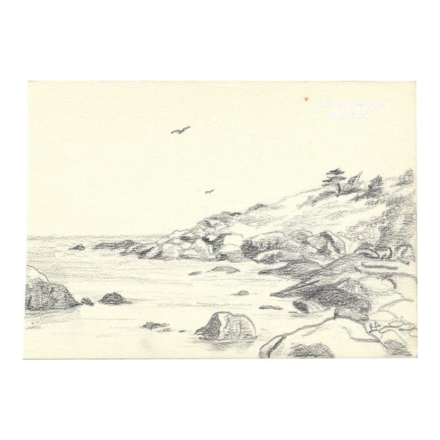 1970s Robert Angeloch Coastal Drawing For Sale