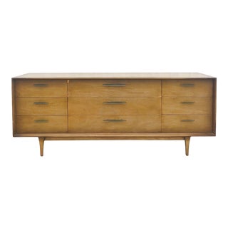 Mid Century Modern Lowboy Dresser With 9 Drawers For Sale