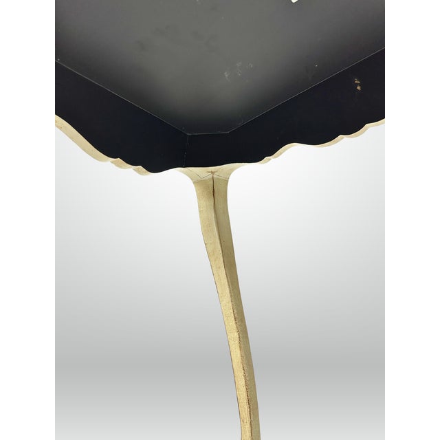 Florentine Hand Painted Gold Shell Detail Tea Table Mid-Century Hoof Foot For Sale - Image 10 of 12