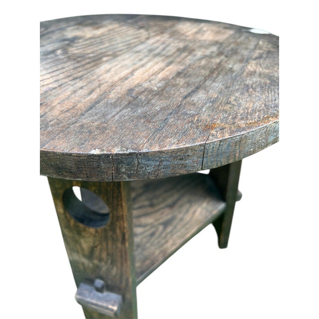 Antique Arts and Crafts Two-Tiered Side Table Tabouret or Plant Stand in the Manner of Gustav Stickley For Sale - Image 9 of 12