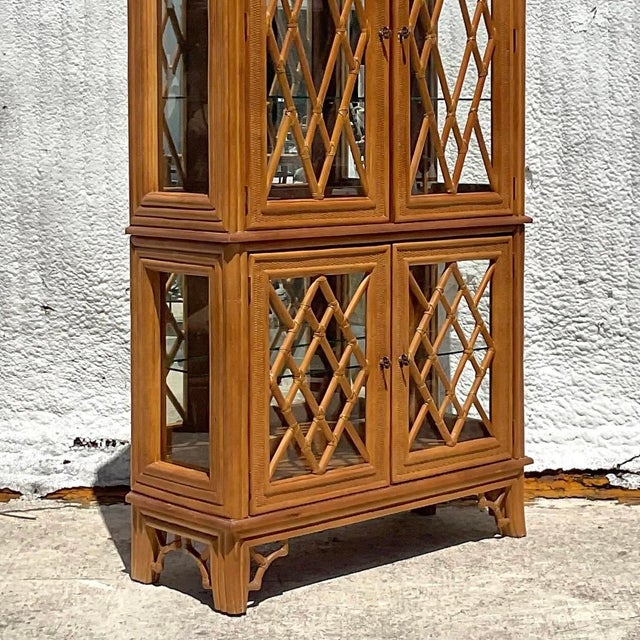 Late 20th Century Vintage Coastal Chinese Chippendale Cabinet For Sale - Image 9 of 12