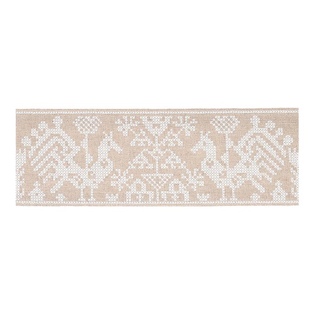 Sample - Schumacher Tarpan Embroidered Tape in Natural For Sale