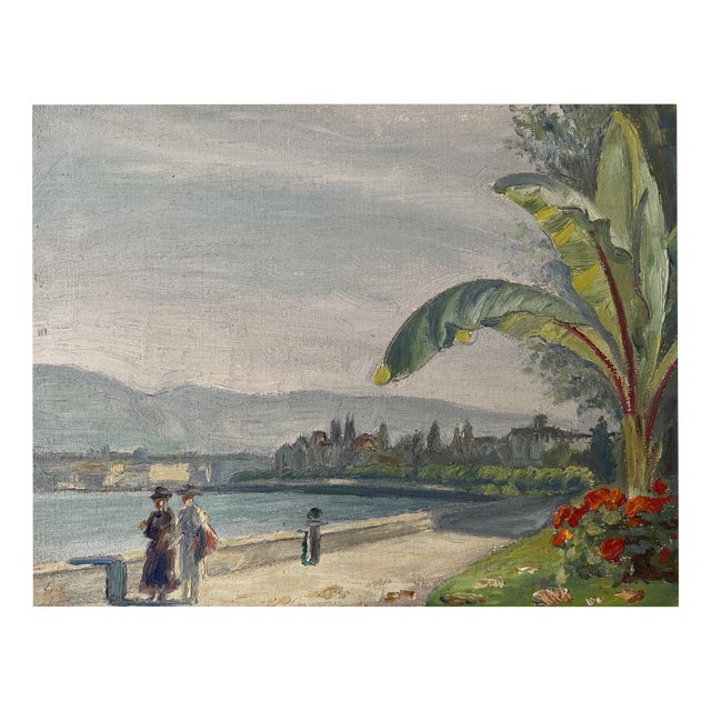 Georges Djakeli, Balade au bord du lac Léman, Oil on Canvas, Framed For Sale