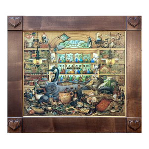 1990s Charles Wysocki ELMER & LORETTA Signed Canvas #294/500 Heart Frame 31x27