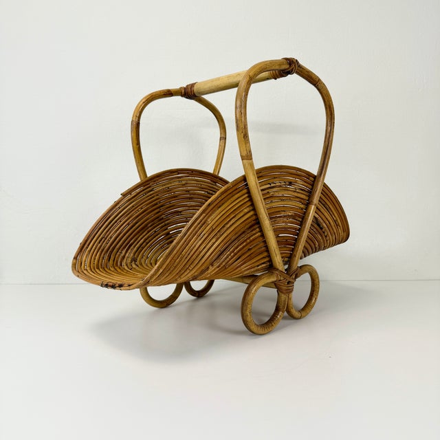 1970s Magazine Rack in Wicker from Vivai Del Sud, Italy, 1970s For Sale - Image 5 of 13