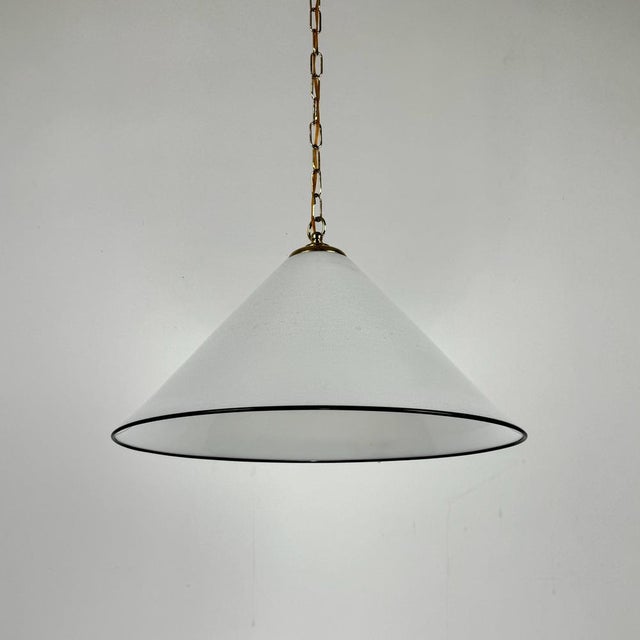 Large Murano Glass Conical Pendant Light on Brass Chain, 1980s For Sale - Image 10 of 10