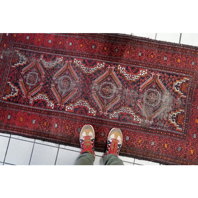 1920s, Antique Afghan Baluch Handmade Rug 3.1' X 6' For Sale In New York - Image 6 of 14