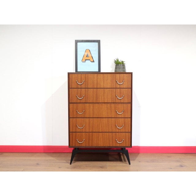 Wood Mid Century Modern Vintage Teak Dresser Chest in the Style of Meredew Danish Style For Sale - Image 7 of 12