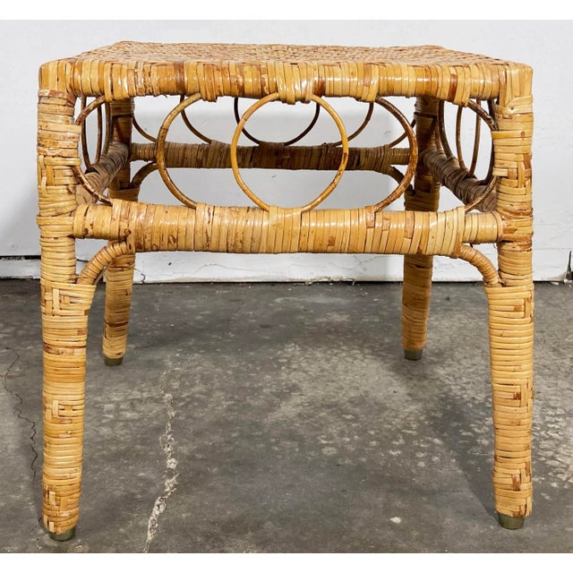 Vintage Woven Wicker Side Table or Plant Stand For Sale - Image 4 of 8