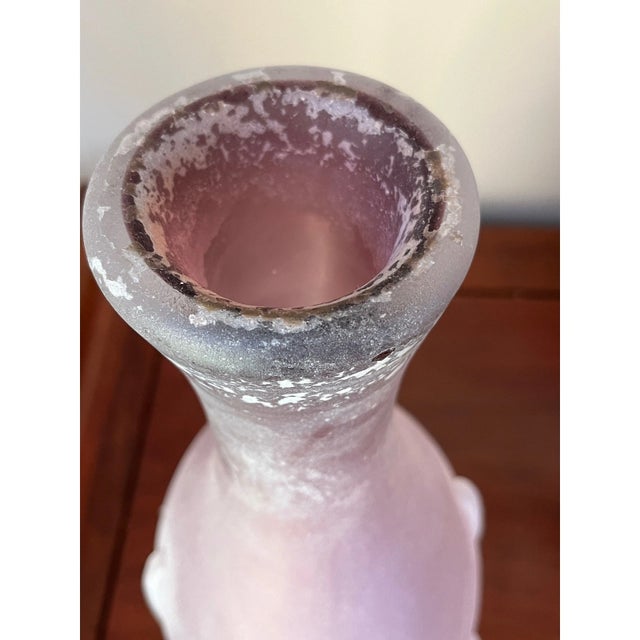 Late 20th Century Large 14" Signed Livio Seguso Murano Amethyst Scavo Art Glass Vase 1988 For Sale - Image 5 of 6