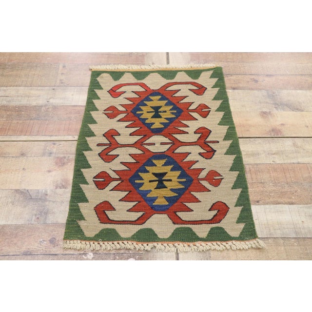 Textile Vintage Persian Shiraz Kilim Rug - 01'10 X 02'09 For Sale - Image 7 of 9