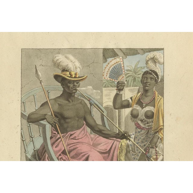 After Kuyper, Kingdom of Dahomey (Benin) Figures, Hand-Colored Engraving, 1810s For Sale - Image 4 of 9